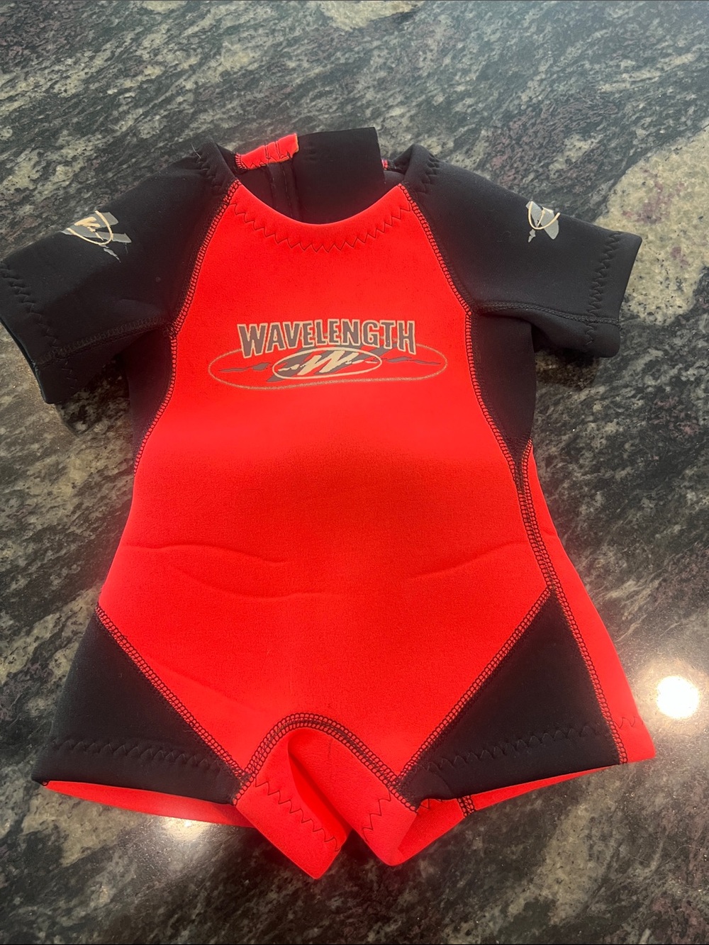 Infants NEON orange Red & Black Shorty Wetsuit